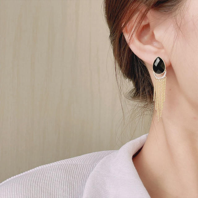 925 silver pin earrings for women tassel earrings