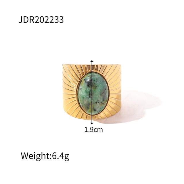 Stainless steel irregular gemstone open ring vintage minimalist no color loss