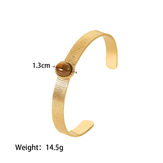 Stainless steel gold-plated zirconium stone opening bracelet vintage senior does not lose color
