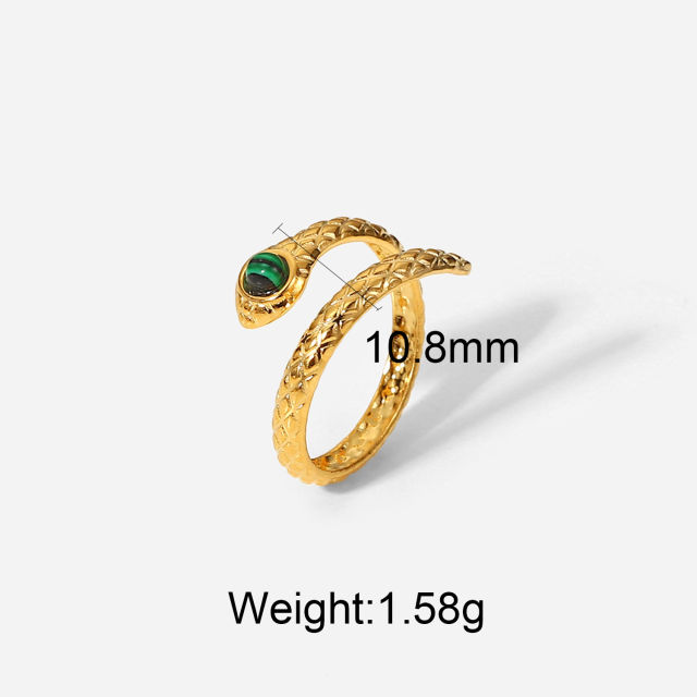 18K gold plated stainless steel ring women's fashion geometric type color ring