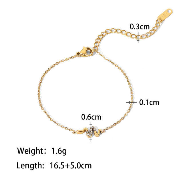 18k Gold Stainless Steel Inlaid Zircon Bracelet Fashionable and Versatile.