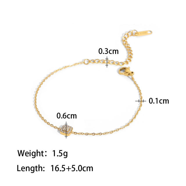 18k Gold Stainless Steel Inlaid Zircon Bracelet Fashionable and Versatile.