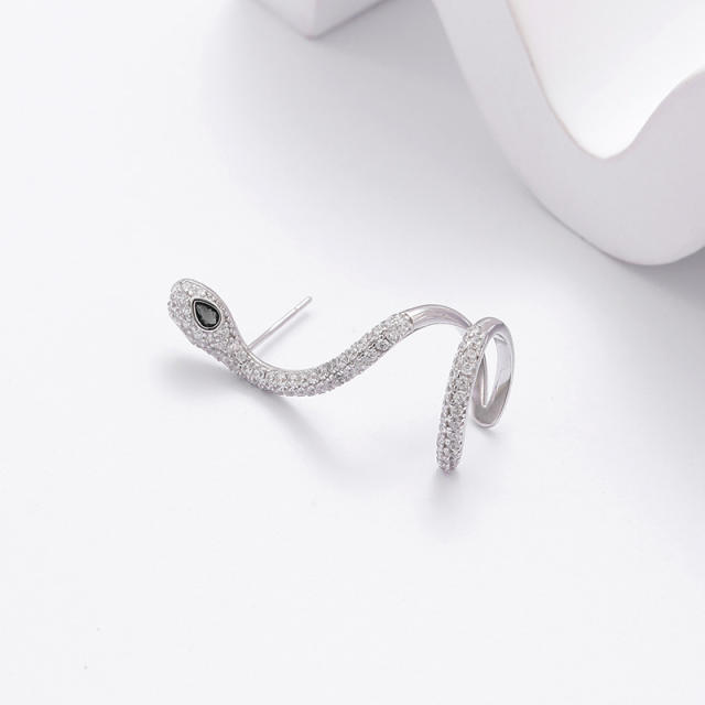 925 Silver Snake Shaped Single Earring, a trendy and unique street-style accessory for women