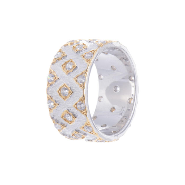 925 Silver Unique Design Light Luxury INS Style Bicolor Ring - Fashionable and Personalized