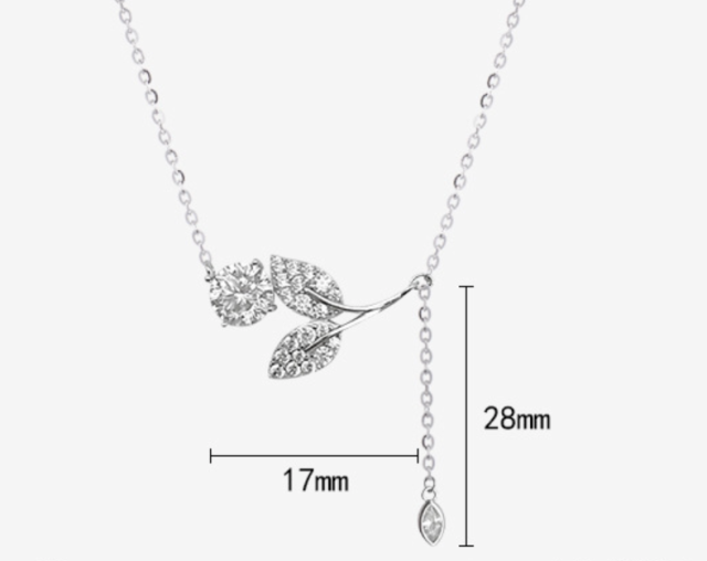 Moissanite 925 Silver Leaf Pendant Collarbone Necklace for Women
