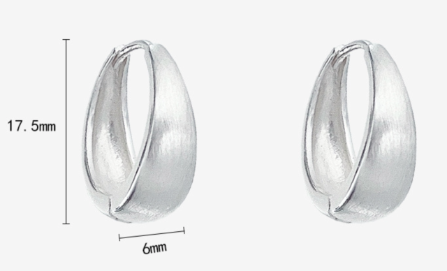 925 Silver Minimalist Metal-inspired Earrings for Women with a Cool and Subtle Brushed Finish