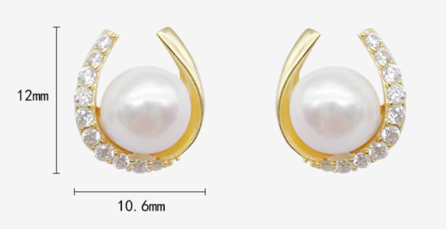 Natural Seawater Pearl 925 Silver Micro-inlaid Zircon Minimalist Earrings for Women