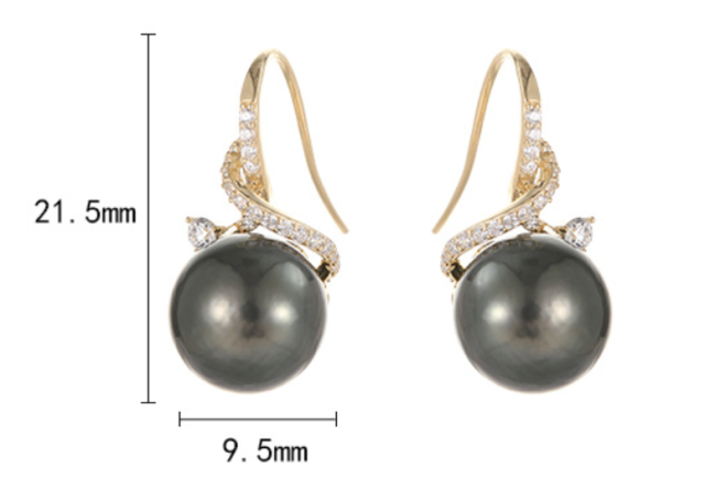Tahitian Pearl 925 Sterling Silver Lightweight Luxury Vintage Women's Earrings