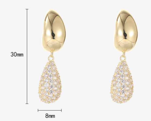 925 Sterling Silver Lightweight Luxury Teardrop Micro Pave Delicate Minimalist Trendy Women's Earrings