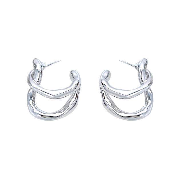 925 Sterling Silver Irregular Niche Design Minimalist Cool-toned Lightweight Luxury Statement Earrings