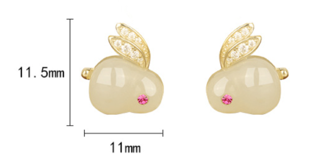 Tianyu Jade 925 Silver Minimalist Rabbit Zodiac Ethnic Style Luxury Earrings for Women