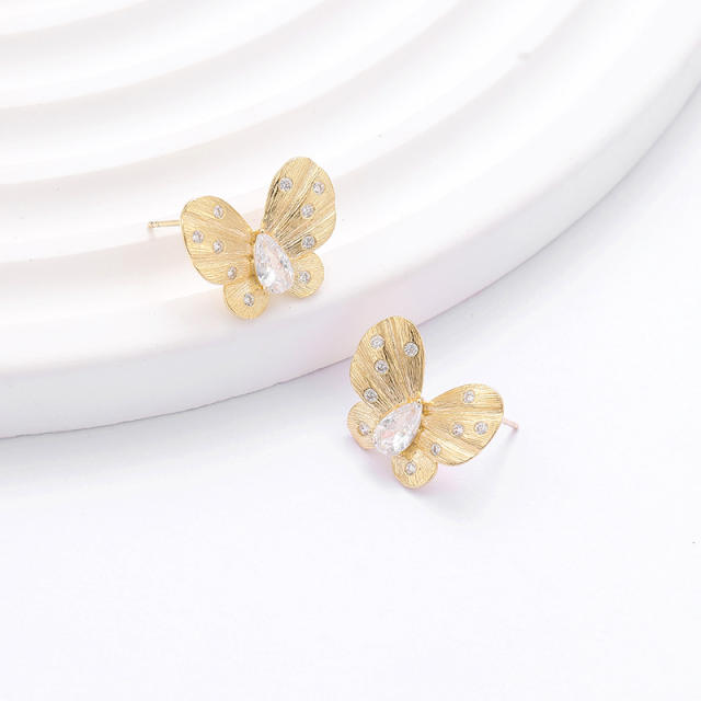 925 Sterling Silver Luxury Satin Finish Butterfly INS Personality Earrings