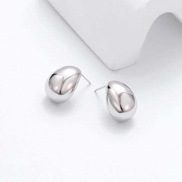 925 Silver Vintage French Metal Style Dove Egg Stud Earrings