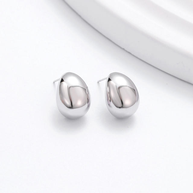 925 Silver Vintage French Metal Style Dove Egg Stud Earrings