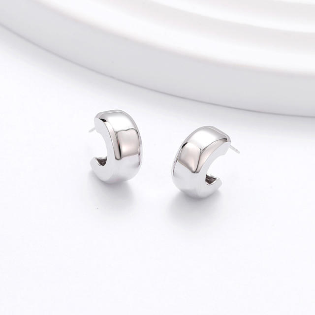 925 Silver French Retro C-shaped Luxurious Earrings for Women