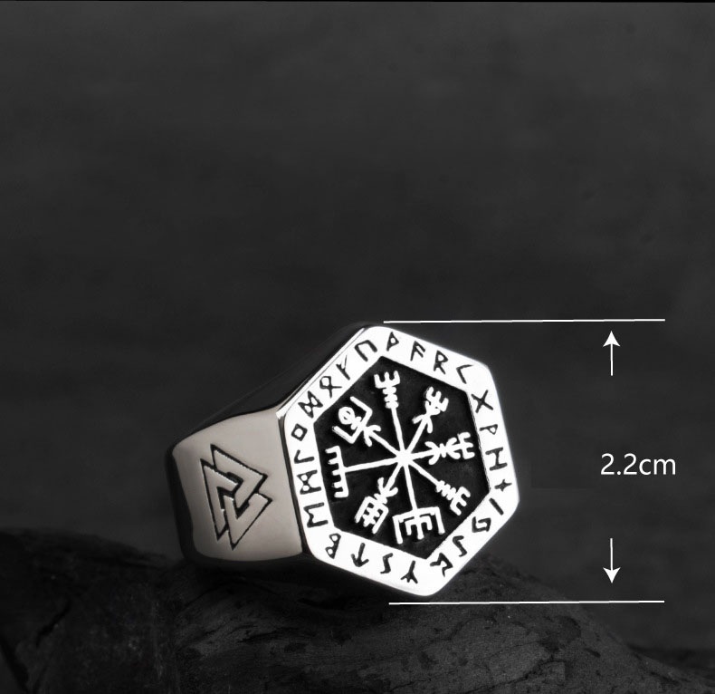Nordic Viking Totem Compass Ring (Titanium Steel) (2)