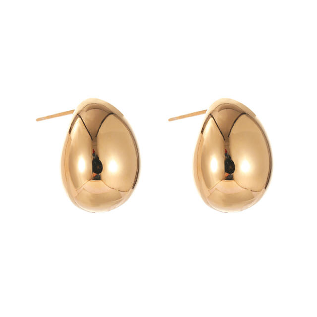 925 Silver Vintage French Metal Wind Dove Egg Stud Earrings, Light Luxury and Minimalist
