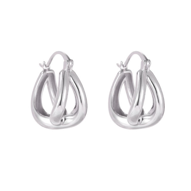 925 Silver INS Style Geometric Shape Versatile Metal Wind Earrings