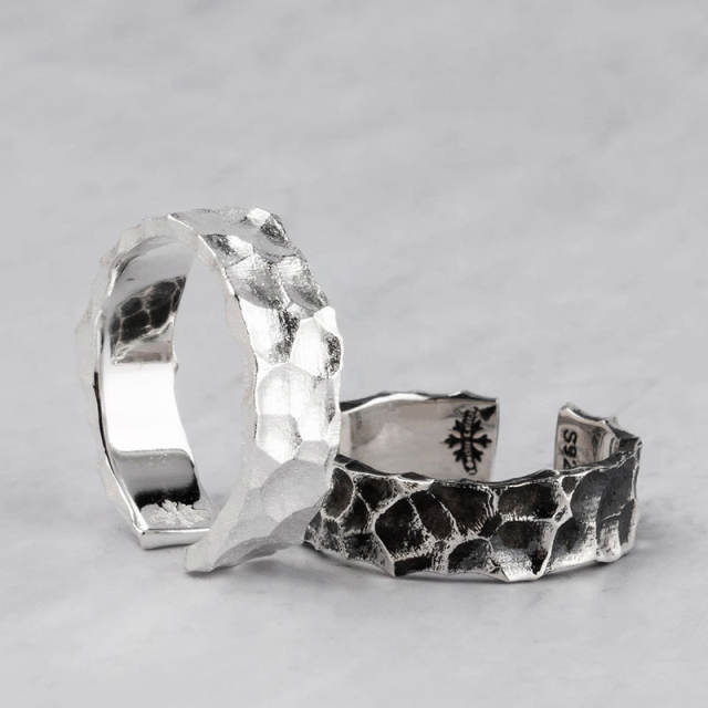 Hammered Roman Style S925 Silver Vintage Ring