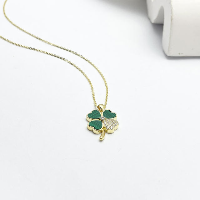 Natural Peacock Stone 925 Silver Lucky Clover Pendant, Light Luxury, Personalized and Trendy