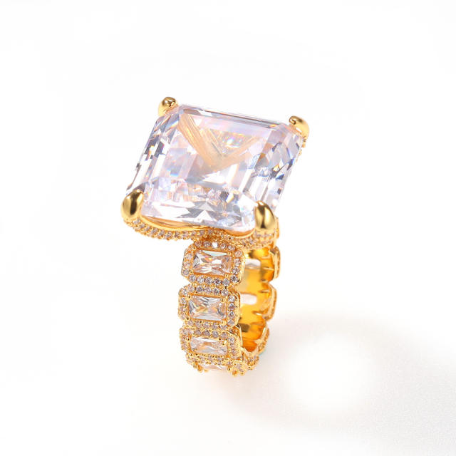 Large zirconia vintage gold plated ring