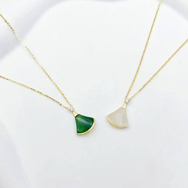 Hotan jade 925 silver lightweight and fashionable small fan pendant collarbone chain
