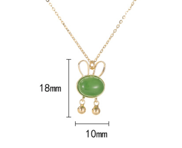 Hetian Jade 925 Silver Bell Rabbit Pendant Necklace, Zodiac Animal of the Year, Versatile and Stylish for Women