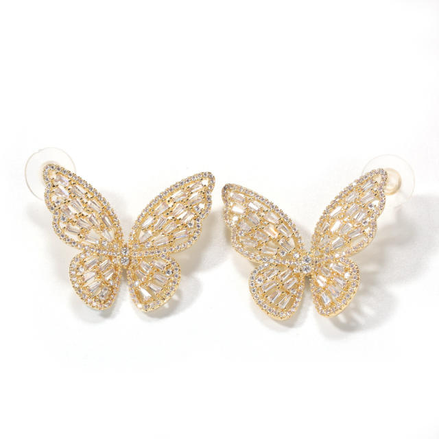 Copper punk fashion exaggerated butterfly earrings