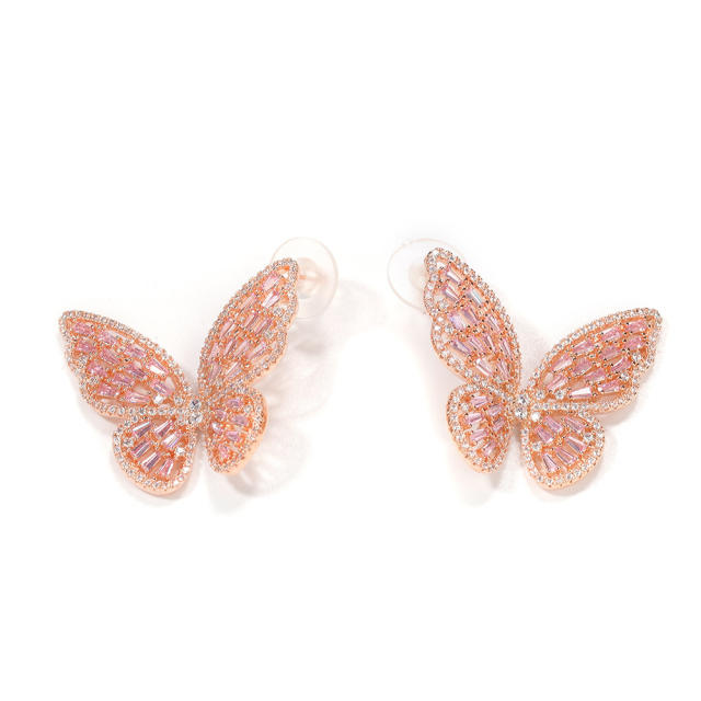 Copper punk fashion exaggerated butterfly earrings