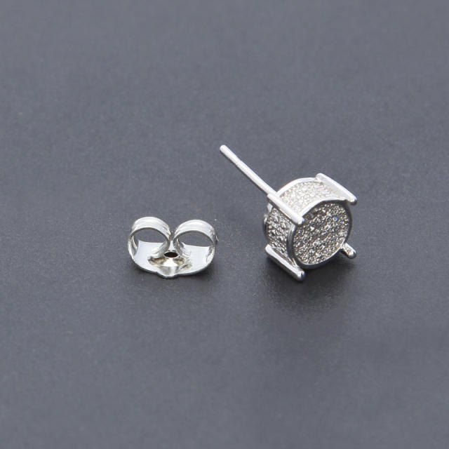 Free shipping Eco-friendly copper round micro-zirconia stud earrings