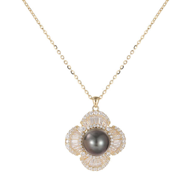 Seawater Pearl 925 Silver Micro Inlay Necklace, luxurious with elegant Tahitian pearl