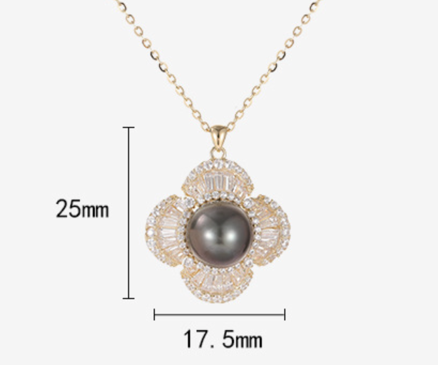 Seawater Pearl 925 Silver Micro Inlay Necklace, luxurious with elegant Tahitian pearl