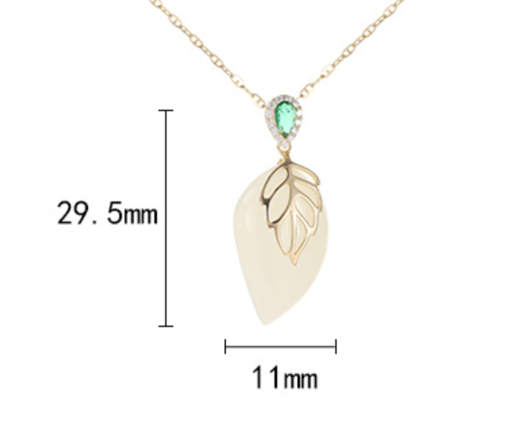Hetian Jade 925 Silver Leaf Necklace, elegant and luxurious