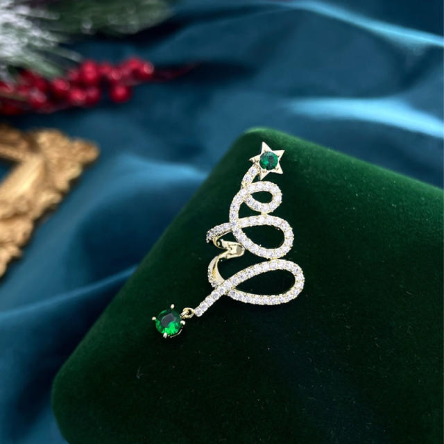 Christmas Tree Star Element Cubic Zirconia Autumn/Winter Unique Design Earrings for Women