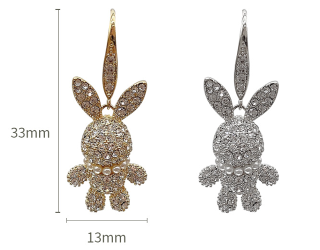 Best-selling Ladylike Bunny Adorable Versatile Sweet Fashionable Personality Full Zircon Earrings.