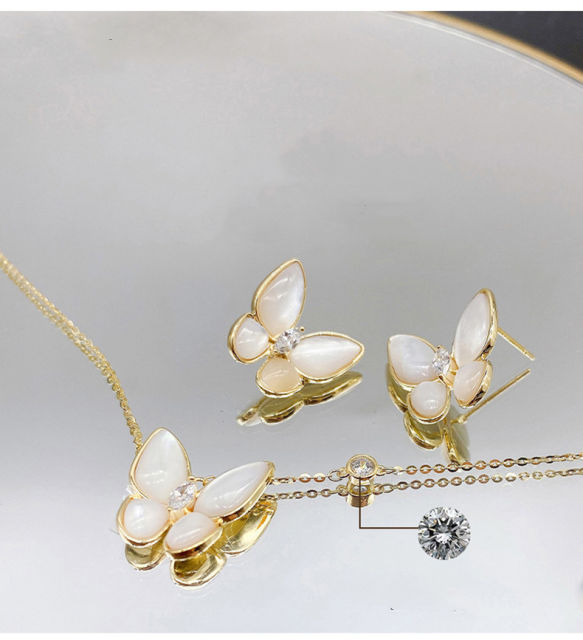 Silver Seashell Butterfly Fashion Pendant Necklace