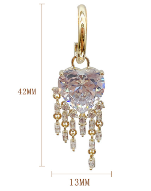 Luxurious and Intricate Micro Pave Cubic Zirconia Tassel Ripple Ear Studs，Fashionable and Elegant