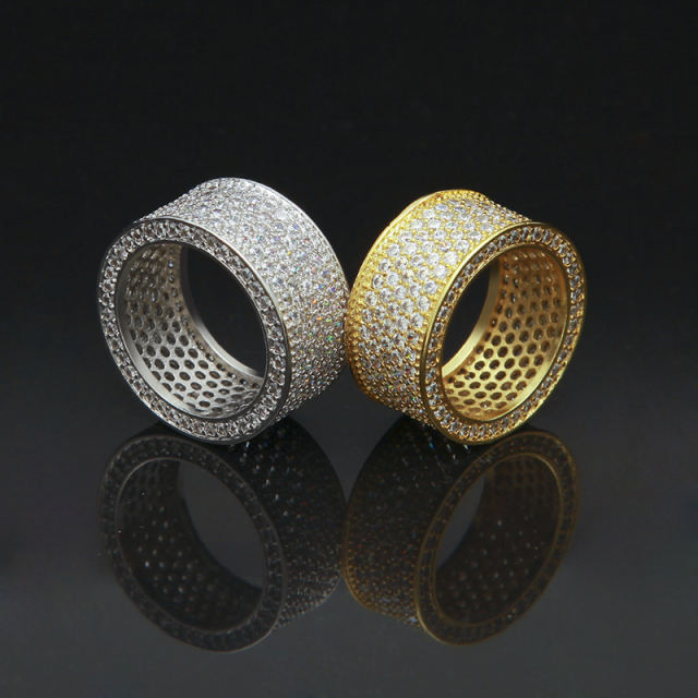 Men's Gold-Plated Micro-Set Zirconia Ring