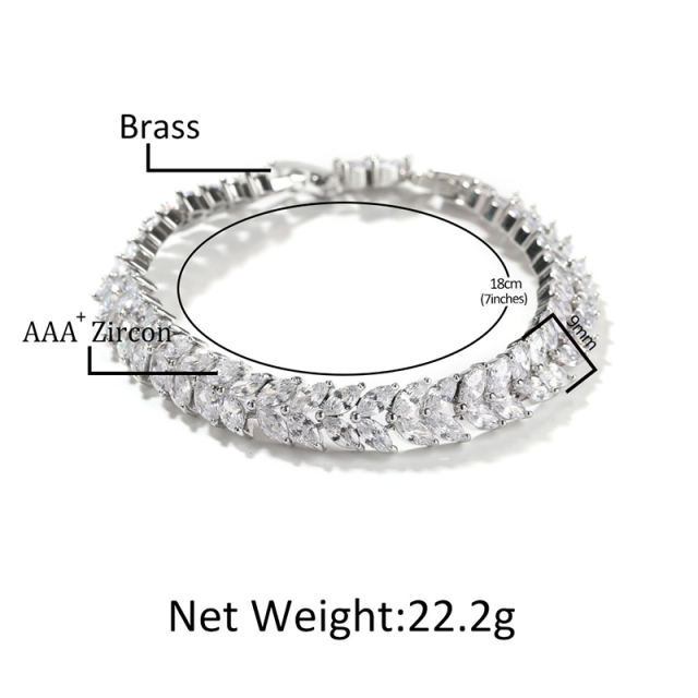 Wholesale women's brass zircon bracelet