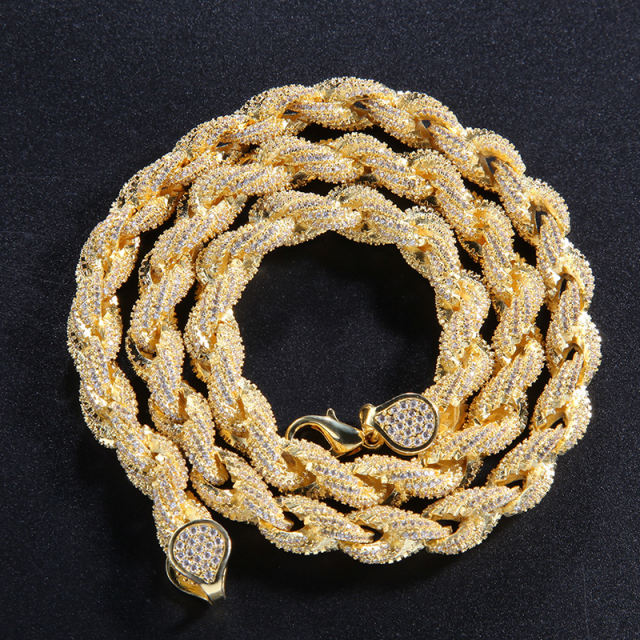 Copper full of zirconia twist rope necklace