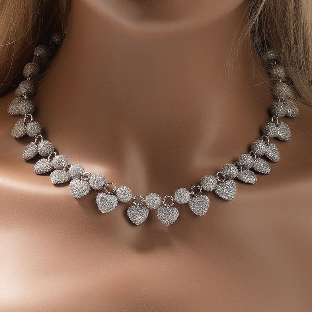 Wholesale zircon heart bead necklace