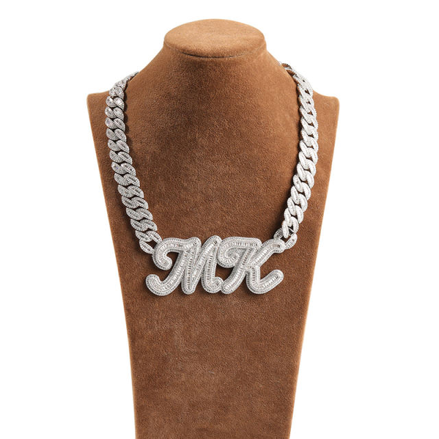 Customized letters zirconia cuban necklace