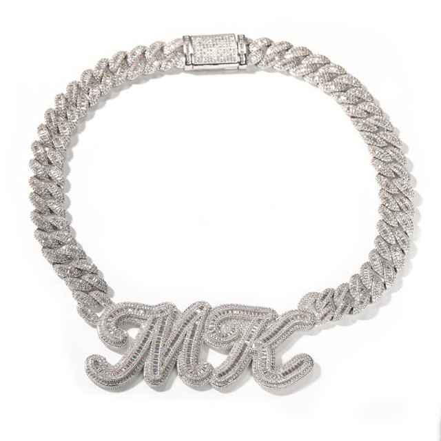 Customized letters zirconia cuban necklace
