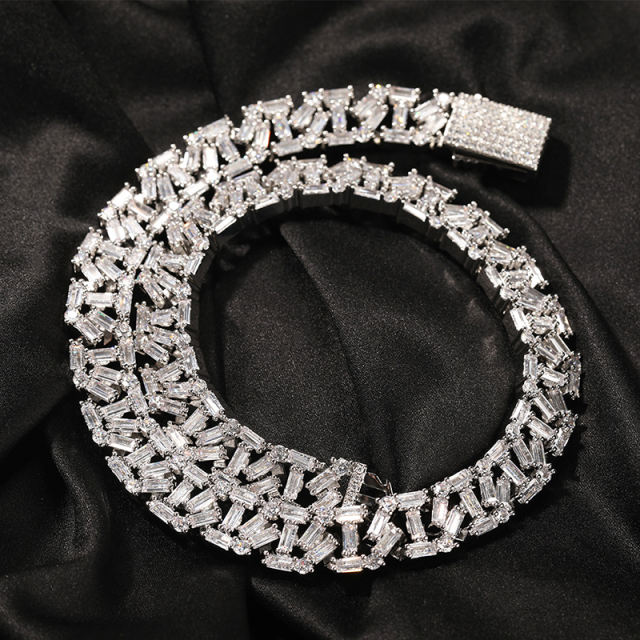 Fashion rectangular zircon cuban necklace