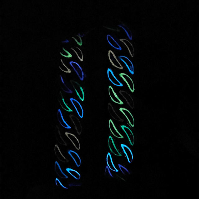 20mm colorful glow-in-the-dark zirconia cuban chain