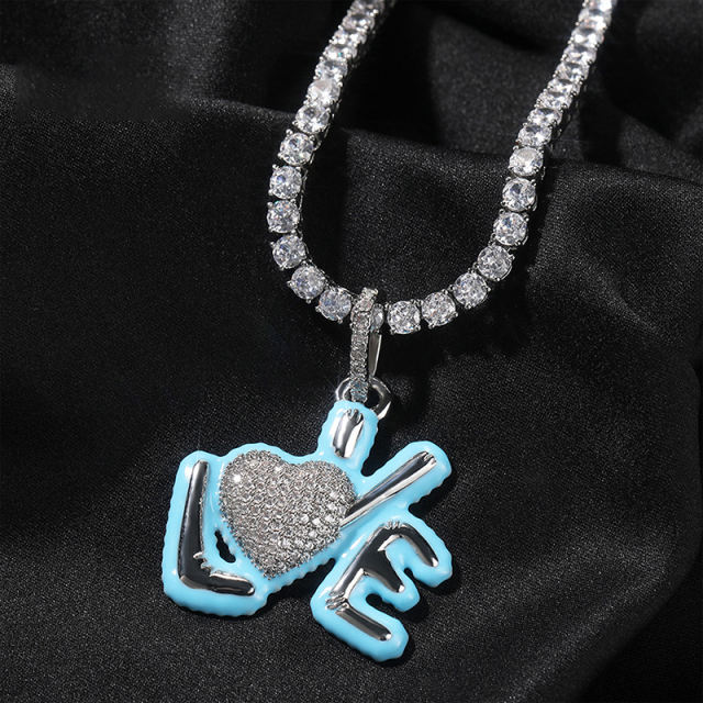Personalized creative zirconia love letter necklace