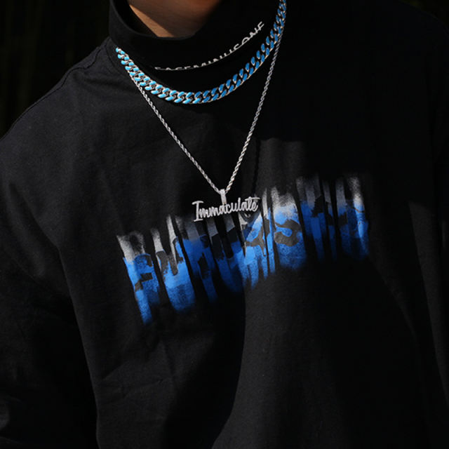 Hip hop punk zirconia letters pendant necklace