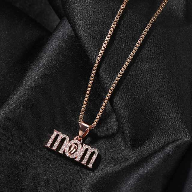 Mother's Day Gift Zirconia MOM Letters Pendant