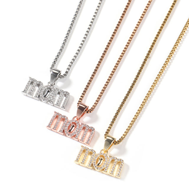 Mother's Day Gift Zirconia MOM Letters Pendant