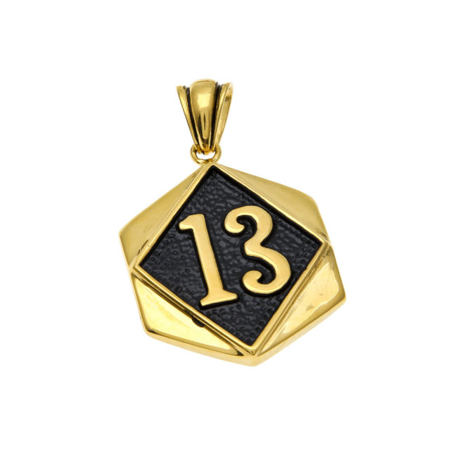 Hip-hop alloy men's lucky 13 number pendant